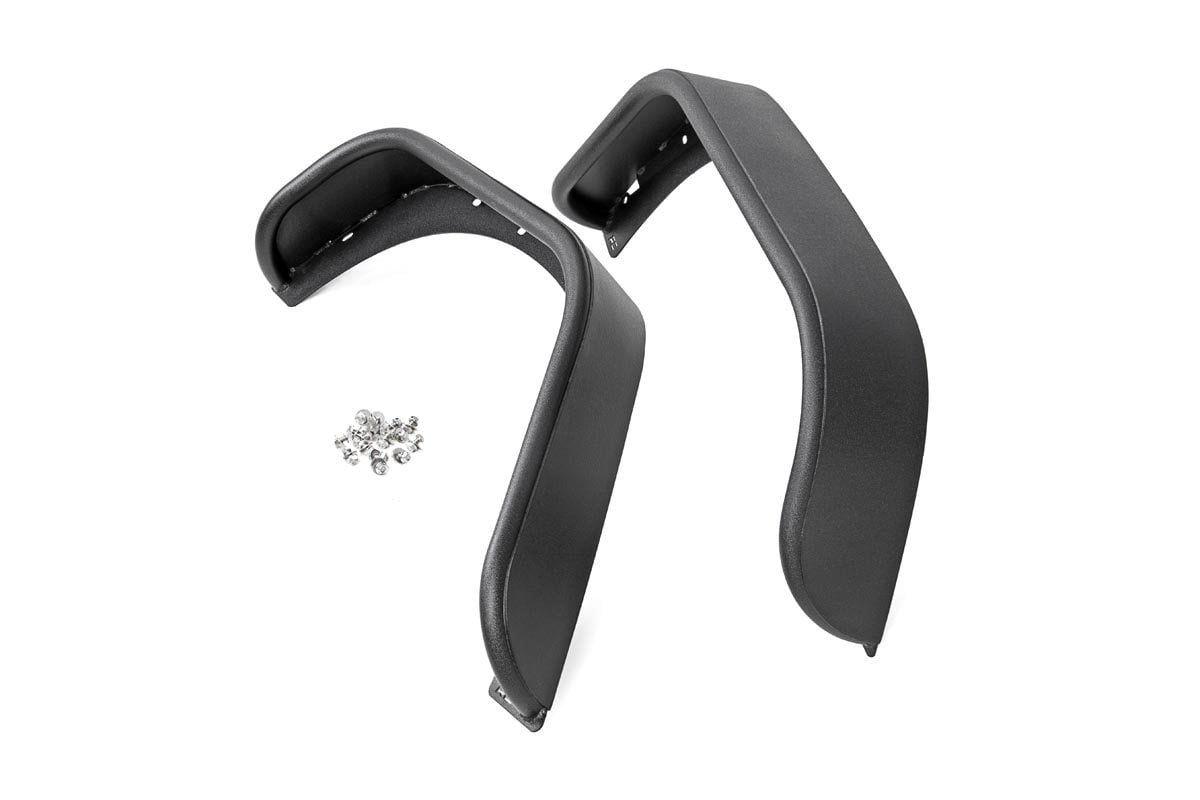 Jeep Wrangler Fender Flare - Rear - Rough Country - 5-inch Tube Style - Satin Black - '07-'17